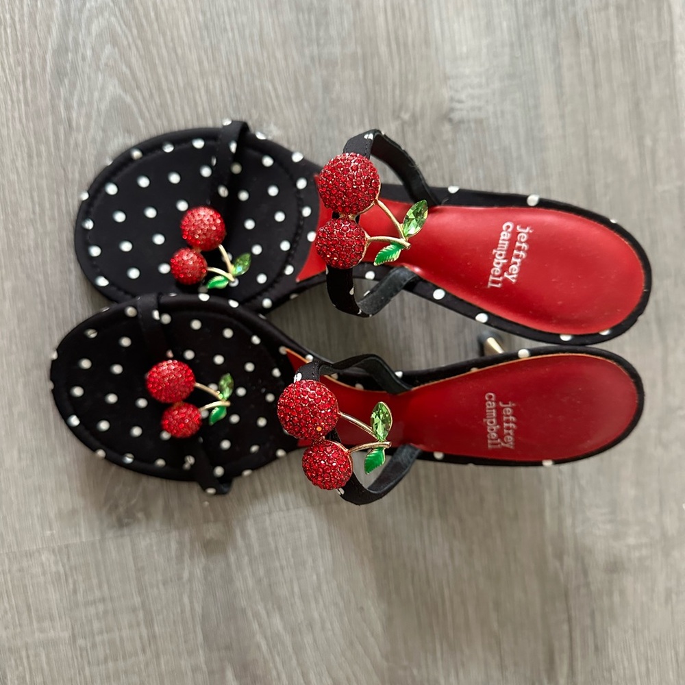 Jeffrey Campbell Black and Red Cherry kitten heels